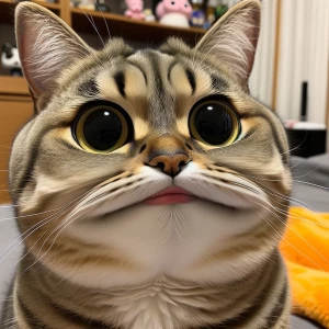 Create a cat with the funniest meme face you can make