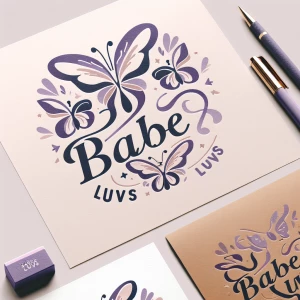 Leters BABEE LUVS in 3 different calligraphys and fonts. Butterf...