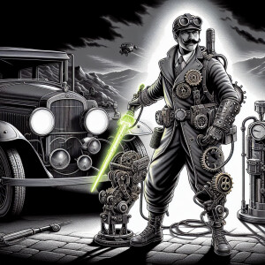 A black and white image of a Jedi as he would appear in the 1930...