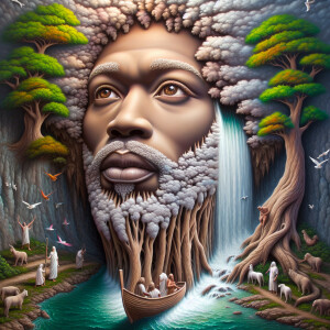 A hyper-realistic 3-D oil painting depicting a tree integrated w...