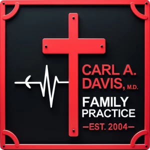 Design a professional medical sign with a black background, acce...
