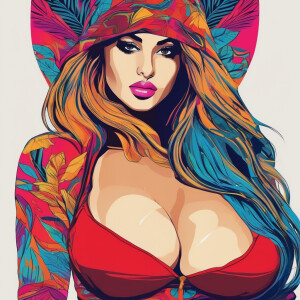 Topless woman with massive gigantic boobs