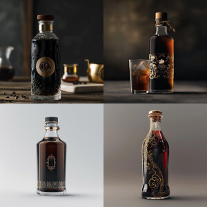 Luxurious glass bottle, unique label, cold brew coffee, product...