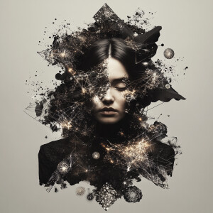 Portrait of a transcendent sorceress standing at the nexus of al...