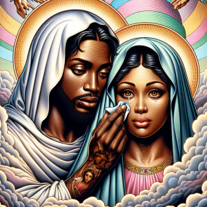 Ensure that the image distinctly represents both Jesus Christ an...