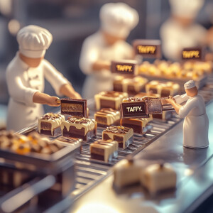 Design an image showcasing a team of miniature chefs in spotless...