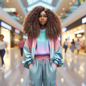 Generate an 3-D realistic image featuring a light skin African-A...