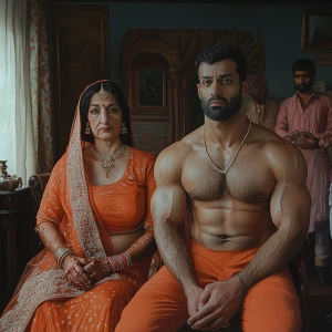 Hyperrealism art style 1:1, a muscular sweaty man with a well-bu...