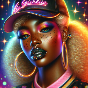 A realistic airbrushed oil painting of an African American woman...