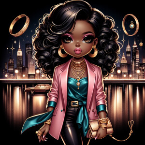 Create a hip-hop inspired digital artwork featuring a stylish Af...