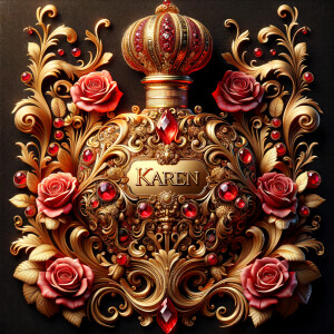Craft an image of an ornate perfume bottle, with a luxurious des...