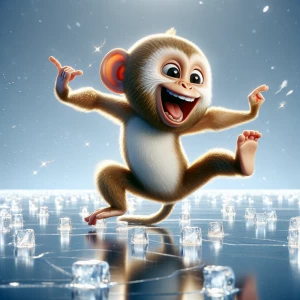 Dancing monkey on ice.