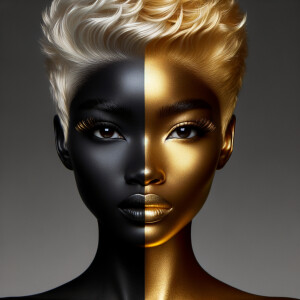 "Create an image of a African-American woman with a unique and s...