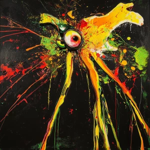 A vibrant alien hybrid crafted in the style of abstract imagists...