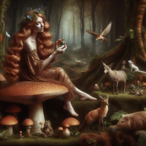 Create an image of a breathtakingly beautiful woman with flowing...