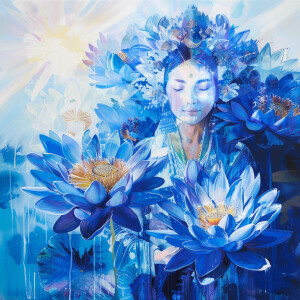 Create a vivid and hyper-realistic acrylic painting depicting th...