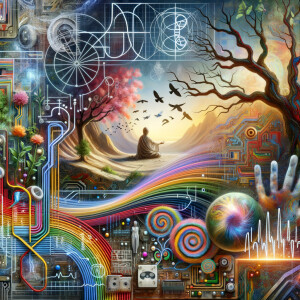 The golden ratio, Minimalist art Circuit, boards, circuitry, diagrams Cellular structures, DNA, circuit boards, colorful wires,  asian and Egyptian  graffiti, lie detector graphs, cardio, printout , branches infinity sign, cave, Art, handprints, distant birds flying, flowering vines, abstract gestural painting, dna, gears