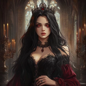 A highly detailed, gothic vampire fantasy scene inspired by a co...