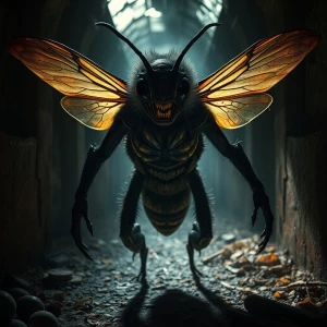 "In the shadows of a dimly lit, abandoned apiary, an unsettling...
