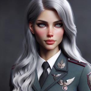 Sexy attractive silver haired woman in the attack on titan survey corps, realistic