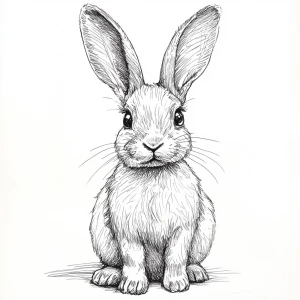 A cute rabbit facing forward with expressive eyes, full body, dr...