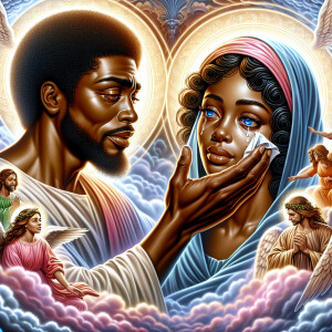 Ensure that the image distinctly represents both Jesus Christ an...