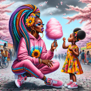 Airbrush style: Cherry blossom festival landscape . A beautiful...