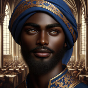 Create a slightly zoomed out portrait of an African-American man...