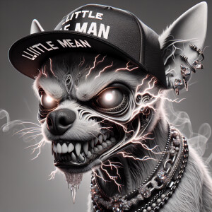 Coco  chihuahua face, extremely aggressive, rabid, showing sharp...