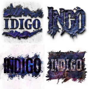 generate 3D word art that says “INDIGO” with a blank white backg...