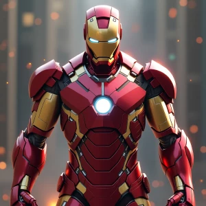 Design an intricate image of the Mark LXXXV (Mark 85) Iron Man a...
