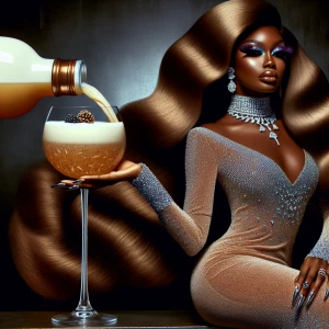 A glamorous African American Boujee girl in a high-fashion setti...