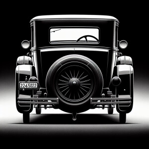 A od car seen from behind (black and white)