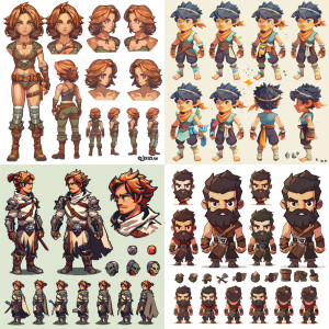 Video game character sheet design 2D professional perfect qualit...