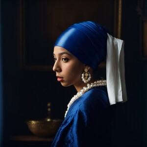 Girl with pearl earing by Johannes vermeer, blue turban