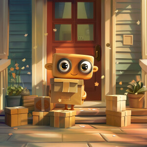 A cute and friendly cartoon wallet character with big, expressiv...