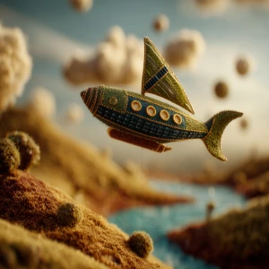 A whimsically eerie plush solar sailer floats gracefully through...