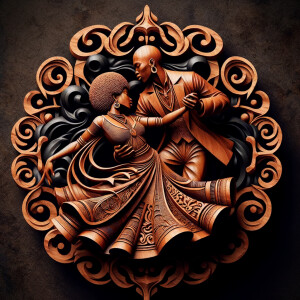 3d wood and porcelain sculpture of an Afrocentric woman with a m...