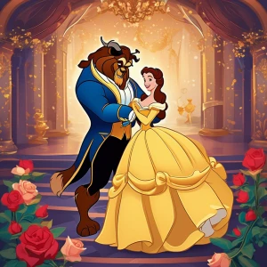 Create an image in the style of Disney, depicting characters fro...