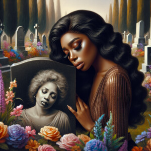A beautiful light-skinned African-American woman with long wavy...