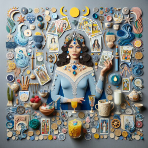 Show I the magic of my queen of cups,of disks,who she is now