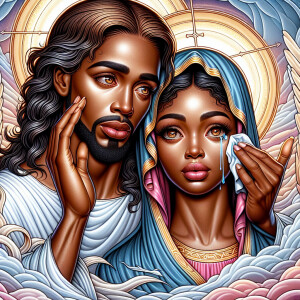 Ensure that the image distinctly represents both Jesus Christ an...
