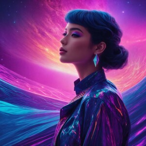 A shimmering ethereal meteorite mariner, its surface adorned wit...