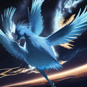 "The Blue Bird of Fortune, an extraordinary creature with vast w...