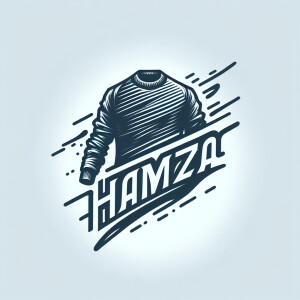 Create a logo with the text "HAMZA" and a picture of the sweatsh...