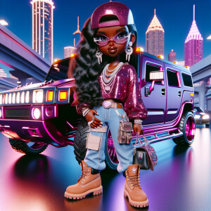 Dark skin  Betty Boop charter wearing bling glasses and bling je...