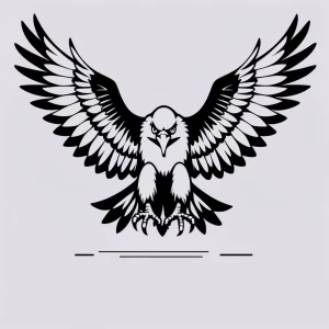 Create a minimalistic, black and white line art of a eagle with...