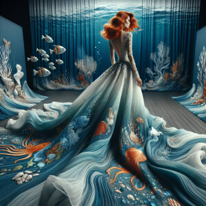 Create a sophisticated gown design reflecting the vivacity of th...