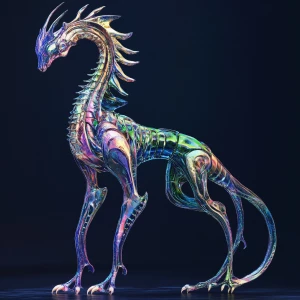 a magnificent, bipedal creature that stands at an imposing heigh...