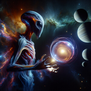 An alien shape shifter traversing through different dimensions